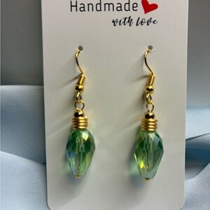 Handmade Gold and Green Crystal Earrings